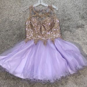 purple shirt prom dress
